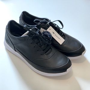NEW Lacoste Leather Sneakers, Black, Women’s Sz 8